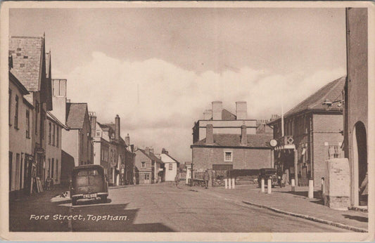 Devon Postcard: Fore Street Topsham Exeter Vintage Scene c1950 XT2717