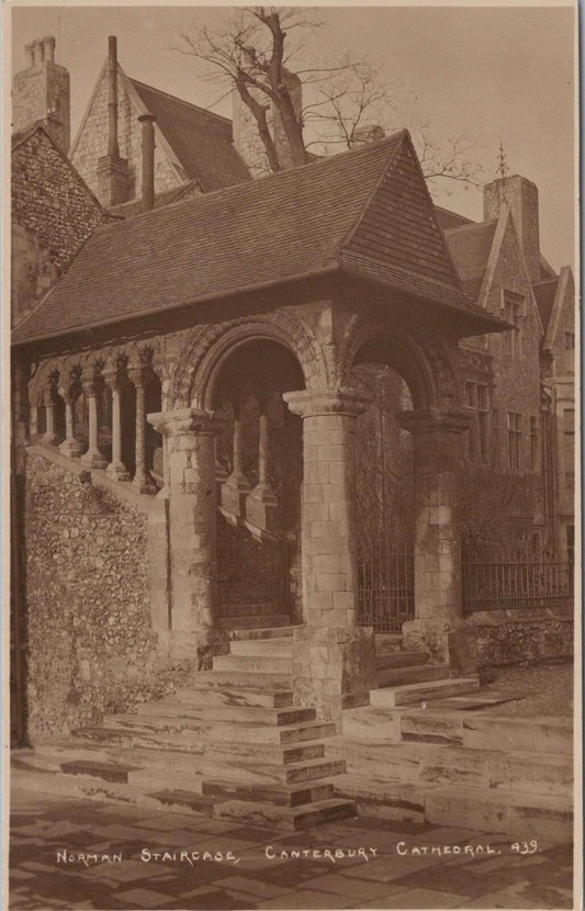 Kent Postcard: Canterbury Cathedral Norman Staircase Kings School RPPC XT2723