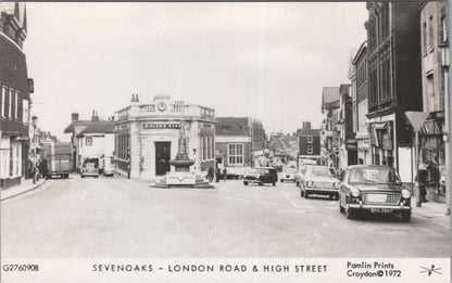 Kent Postcard: Sevenoaks London Road High Street, Midland Bank 1970's XT2730