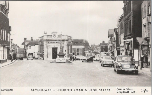 Kent Postcard: Sevenoaks London Road High Street, Midland Bank 1970's XT2730