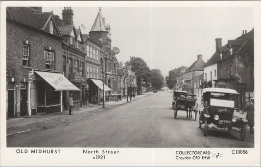 Sussex Postcard: North Street Midhurst Town Hall Shops, c1921 Vintage Car XT2734