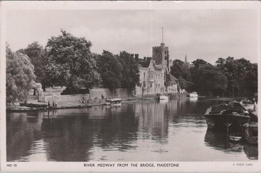 Kent Postcard: River Medway From The Bridge Maidstone, Posted 1951 RPPC XT2737