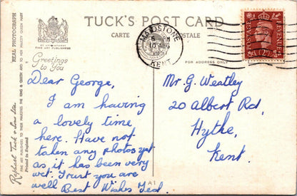 Kent Postcard: River Medway From The Bridge Maidstone, Posted 1951 RPPC XT2737