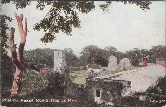 Isle of Man Postcard: Rushen Abbey Ruins Ballasalla Castle, 1900s Litho  XT2738