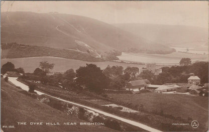 Sussex Postcard: The Dyke Hills Near Brighton Poynings Village 1910s RPPC XT2918