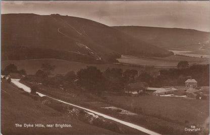 Sussex Postcard: The Dyke Hills Near Brighton Poynings Village 1910s RPPC XT2919