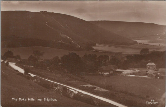 Sussex Postcard: The Dyke Hills Near Brighton Poynings Village 1910s RPPC XT2919