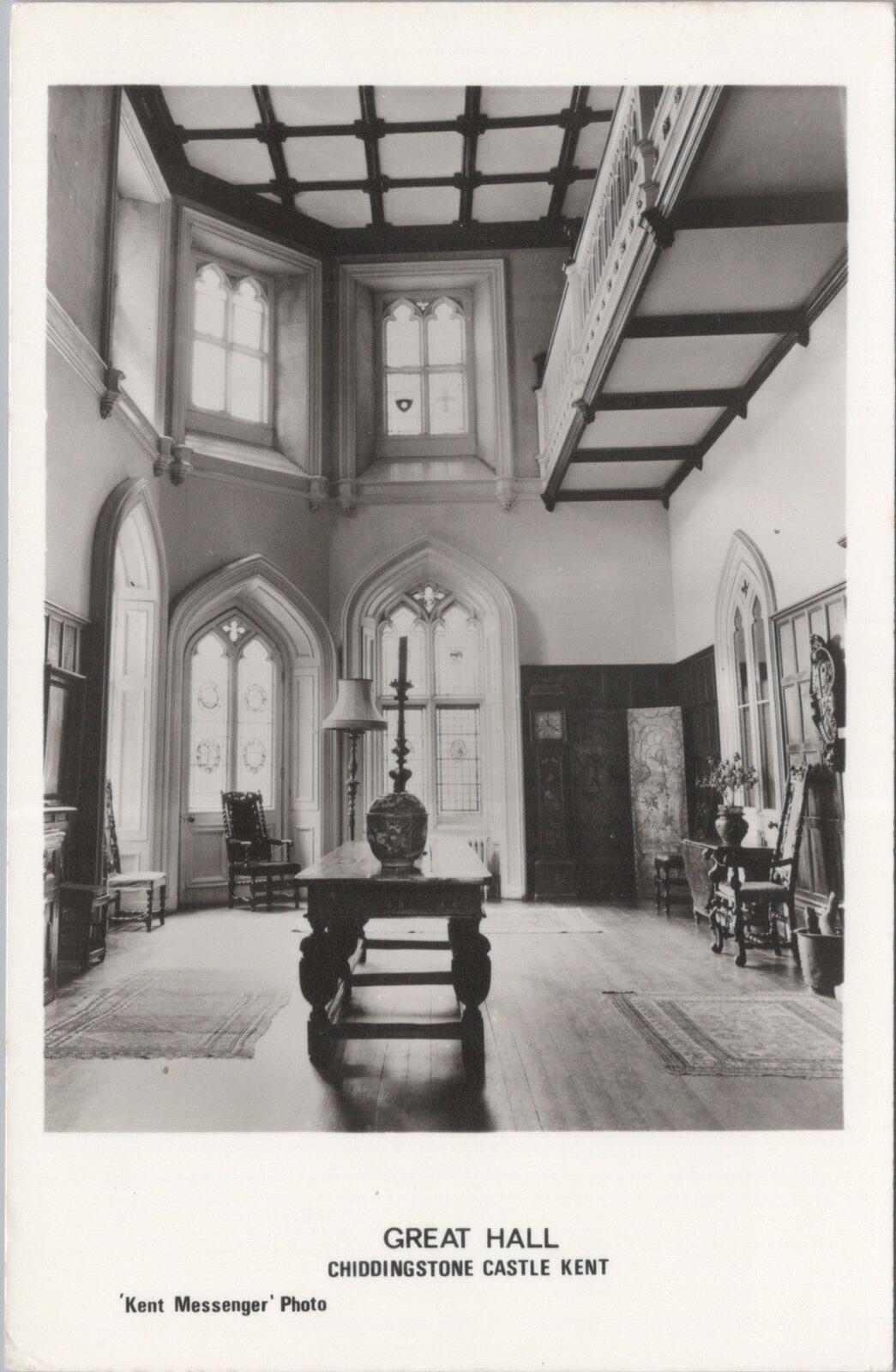Kent Postcard: Great Hall Chiddingstone Castle Interior View RPPC XT2920