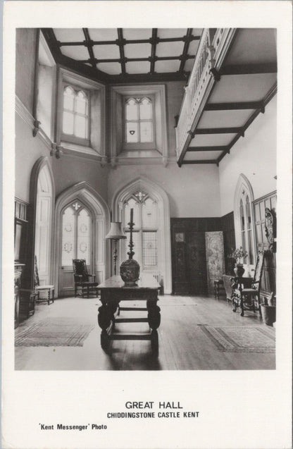 Kent Postcard: Great Hall Chiddingstone Castle Interior View RPPC XT2920