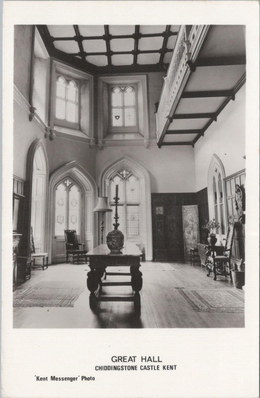 Kent Postcard: Great Hall Chiddingstone Castle Interior View RPPC XT2920