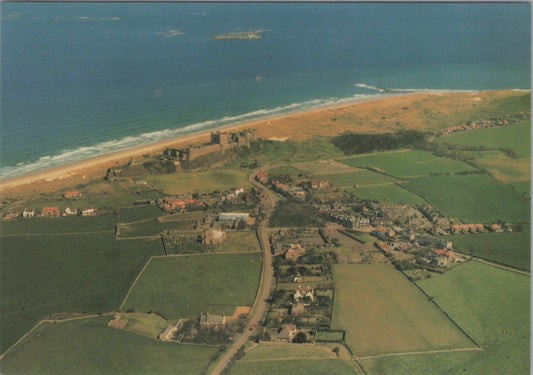 Northumberland Postcard - Aerial View of Bamburgh    RR23569