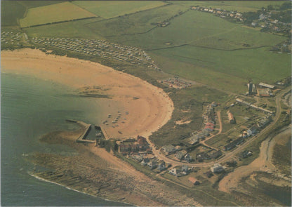 Northumberland Postcard - Aerial View of Beadnell Harbour and Bay   RR23583