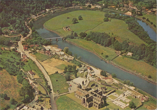 Wales Postcard - Aerial View of Tintern Abbey, Monmouthshire   RR23584