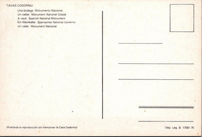 Food & Drink Postcard - Cavas Codorníu, Cava, Spanish Sparkling Wine RR23599