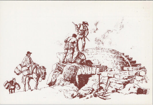 Rural Industry Postcard-Burning Lime in a Kiln,Artist William Henry Pyne RR23607
