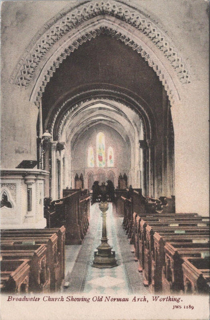 Sussex Postcard: Broadwater Church Worthing Interior Old Norman Arch  XT3030