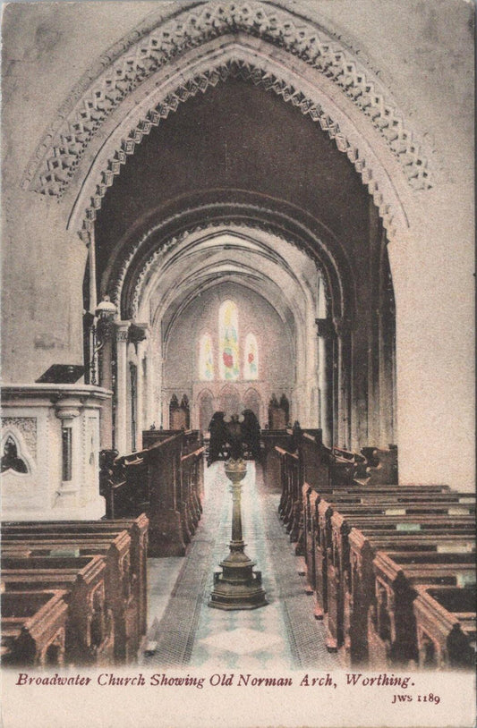Sussex Postcard: Broadwater Church Worthing Interior Old Norman Arch  XT3030