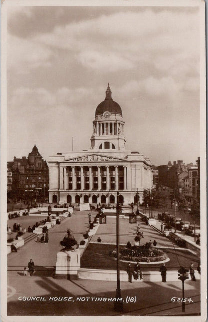 Nottinghamshire Postcard: Council House Old Market Square Dome RPPC  XT3037