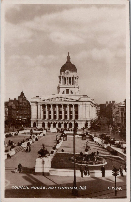Nottinghamshire Postcard: Council House Old Market Square Dome RPPC  XT3037