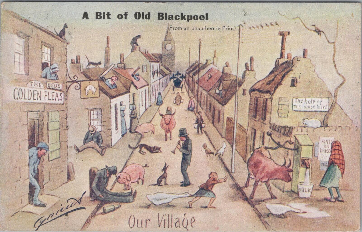 Lancashire Postcard: A Bit of Old Blackpool Comic Cynicus Postmark 1907 XT3046
