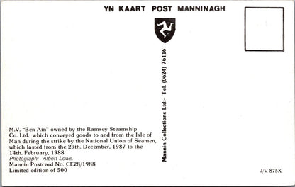 Isle of Man Postcard: MV Ben Ain Douglas Harbour Ramsey Steamship Co XT3051