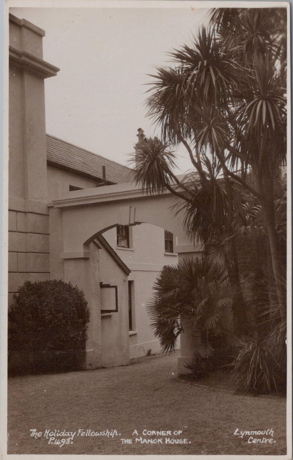 Devon Postcard: Manor House Lynmouth Holiday Fellowship Palm Trees , RPPC XT3055