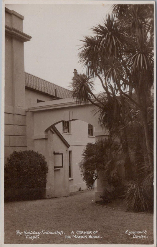 Devon Postcard: Manor House Lynmouth Holiday Fellowship Palm Trees , RPPC XT3055