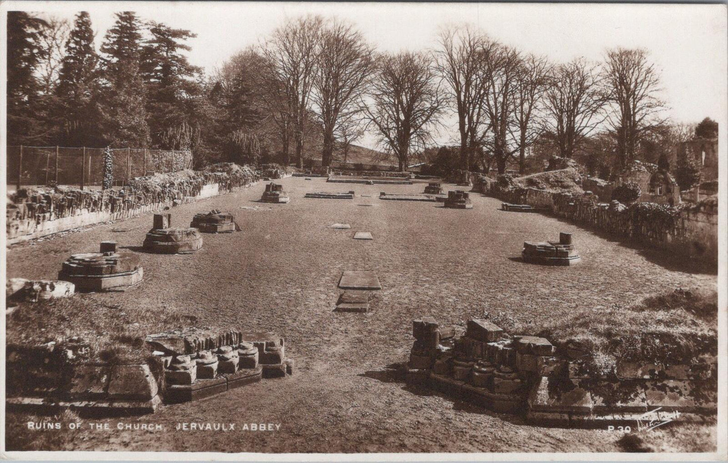 Yorkshire Postcard: Ruins Of The Church Jervaulx Abbey RPPC  XT3057