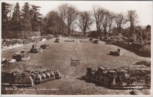 Yorkshire Postcard: Ruins Of The Church Jervaulx Abbey RPPC  XT3057