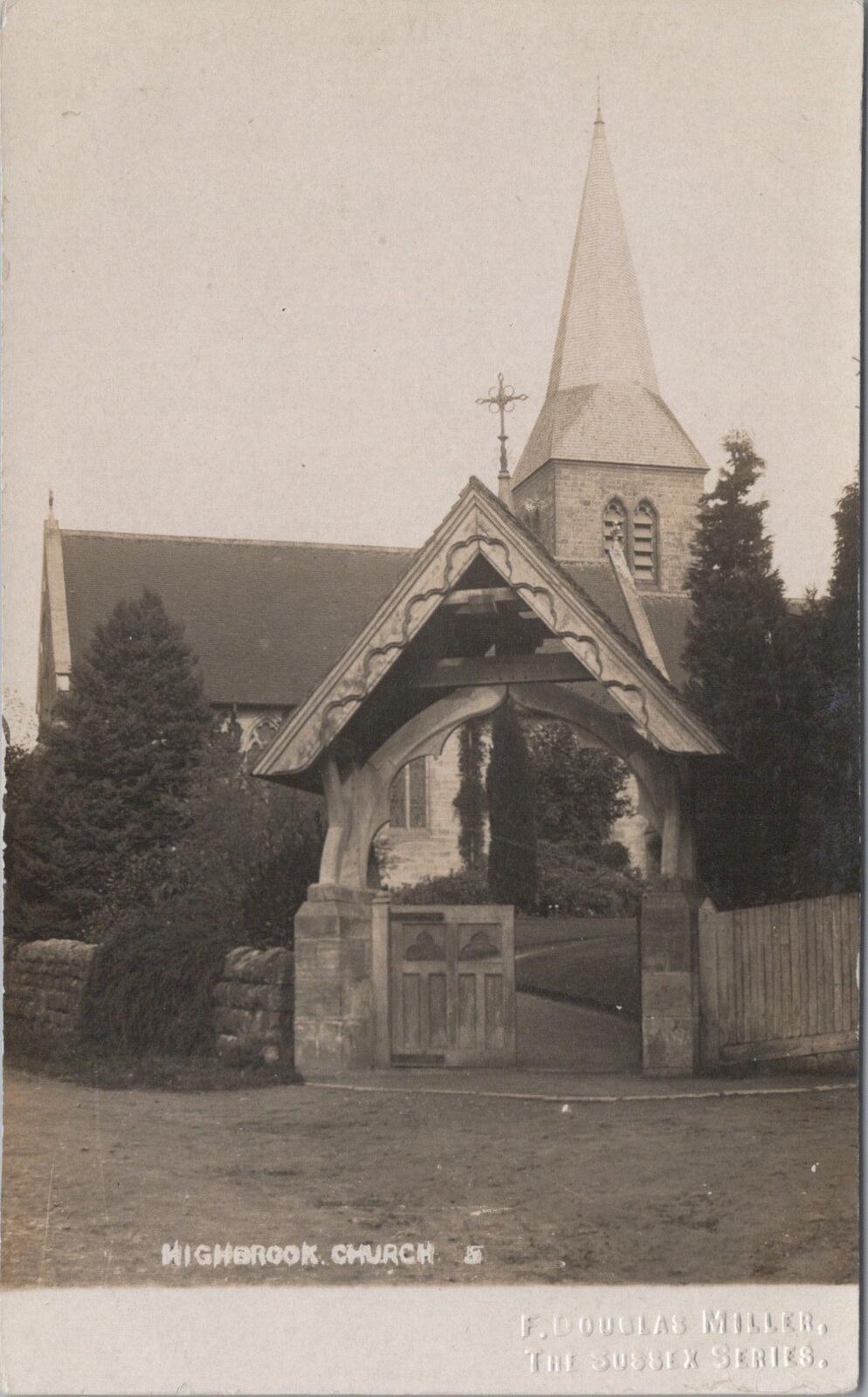 Sussex Postcard: Highbrook Church West Hoathly Lychgate Spire XT3081