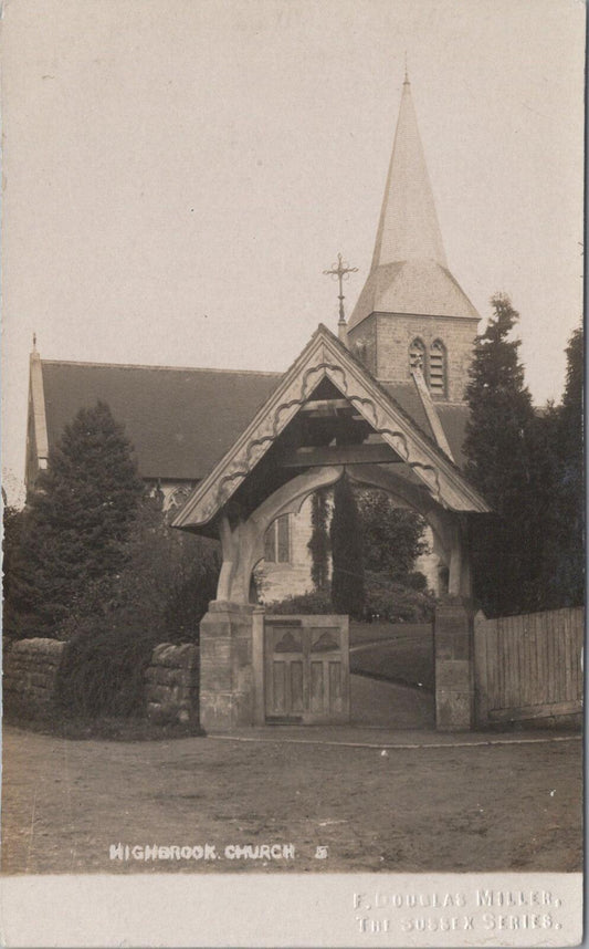Sussex Postcard: Highbrook Church West Hoathly Lychgate Spire XT3081