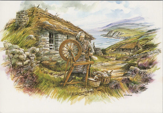 Occupations Postcard - Scottish Spinning and Spinning Wheels Art RR23678