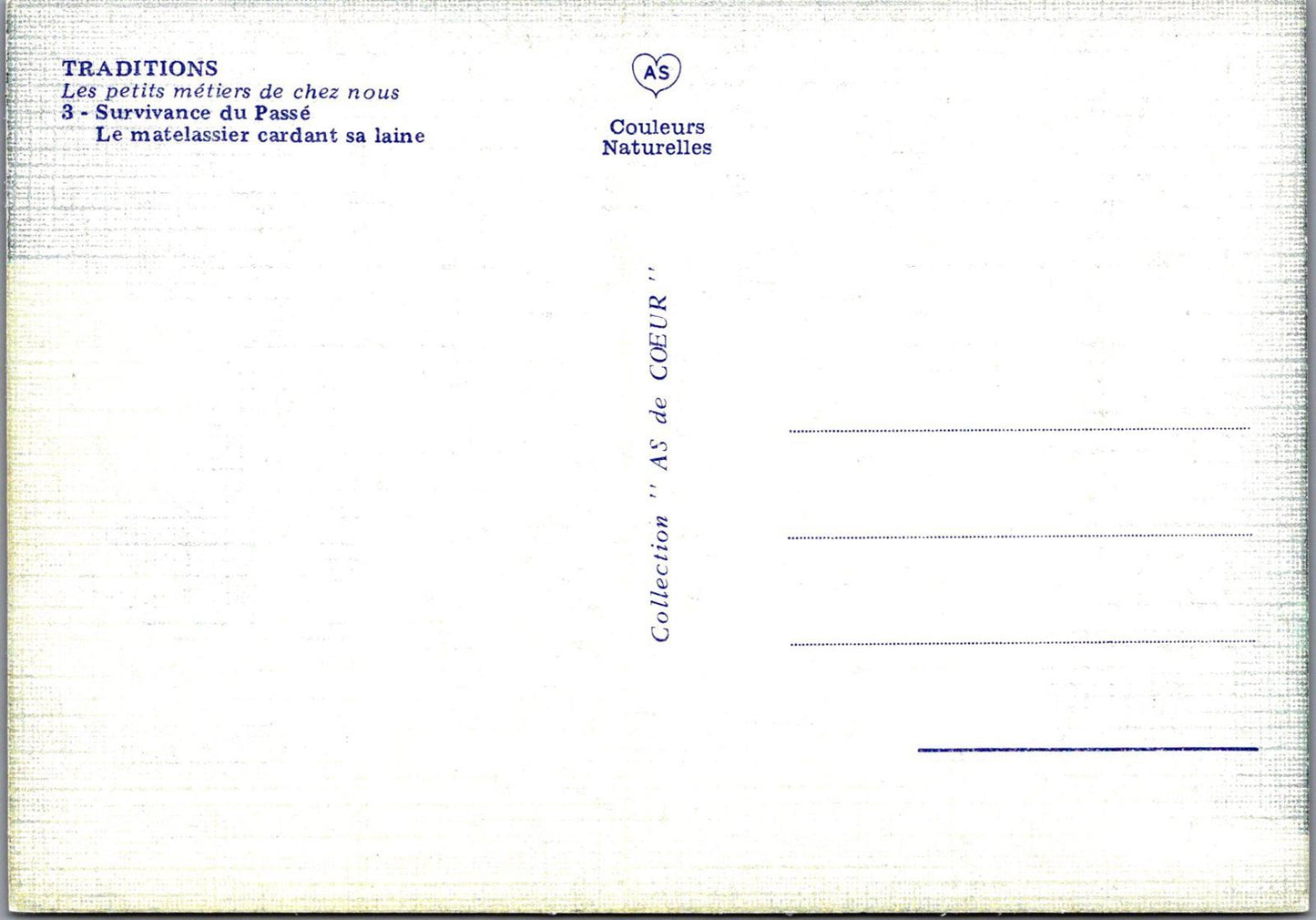 Occupations Postcard - Traditions, The Mattress Maker Carding His Wool  RR23683