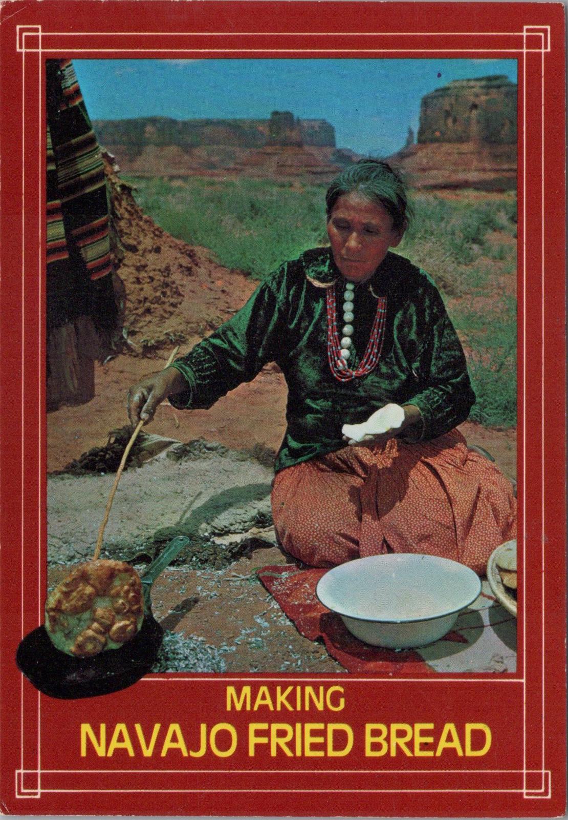 America Postcard - Nanajo Indian Squaw Preparing Bread, Monument Valley RR23686
