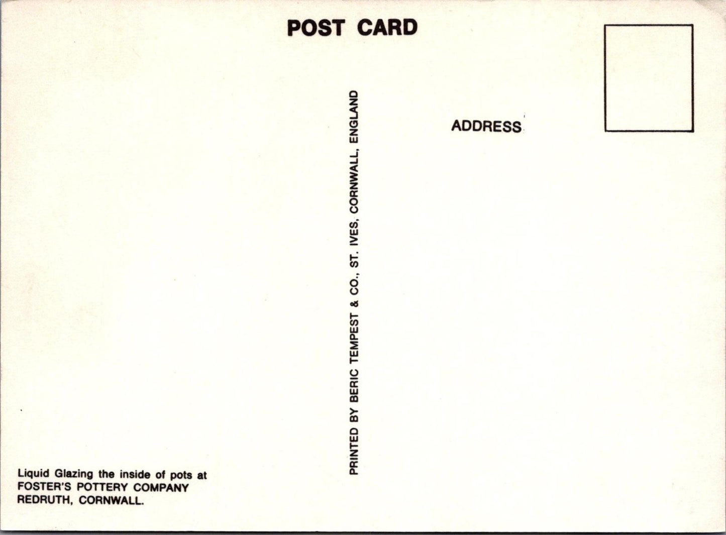 Occupations Postcard-Liquid Glazing, Foster's Pottery, Redruth, Cornwall RR23694