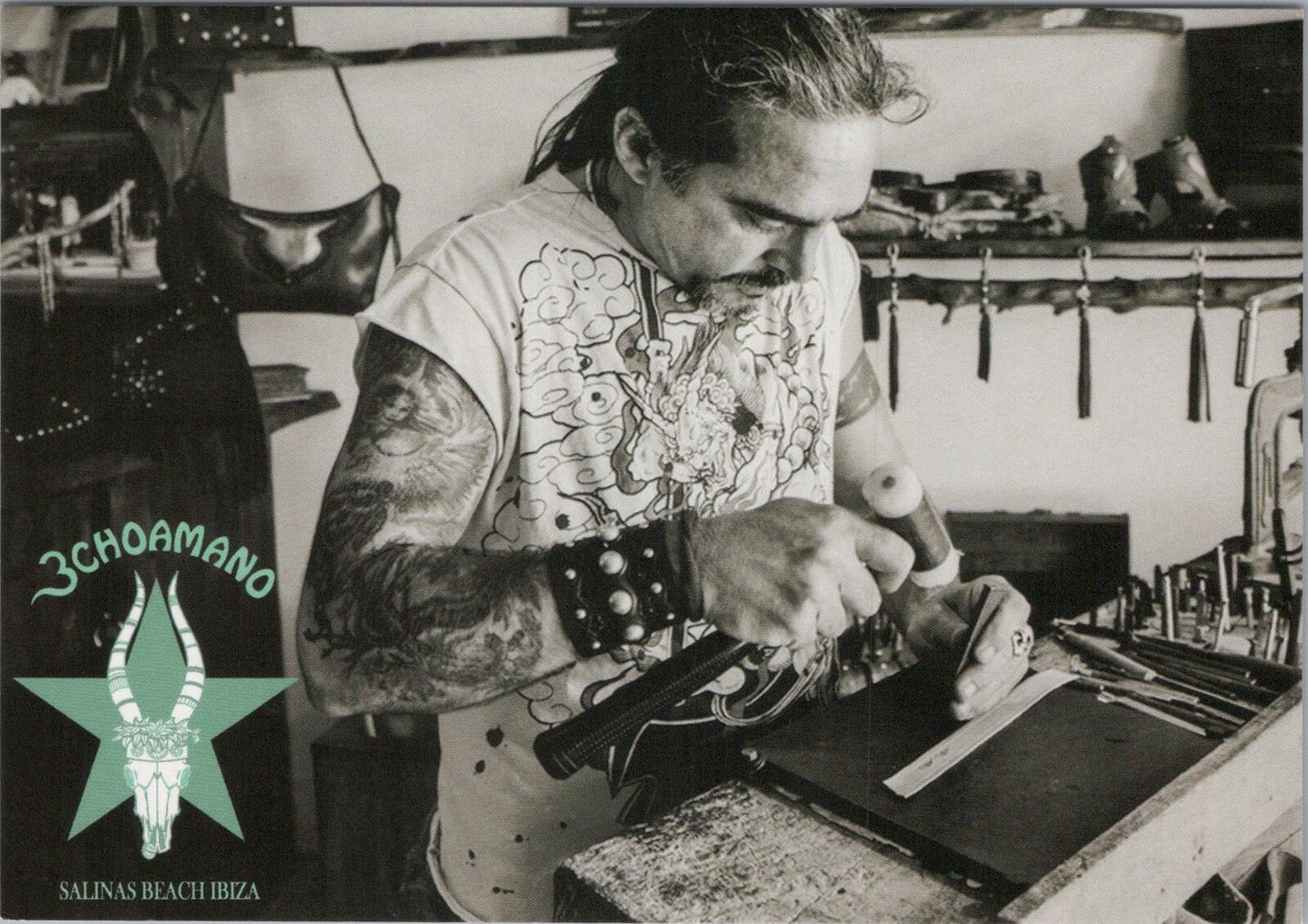 Spain Postcard: Ochoamano Salinas Beach Ibiza Leather Craft Artisan RR23715