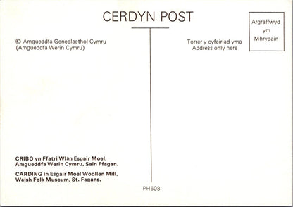 Wales Postcard: Cardiff St Fagans Esgair Moel Woollen Mill Carding RR23727