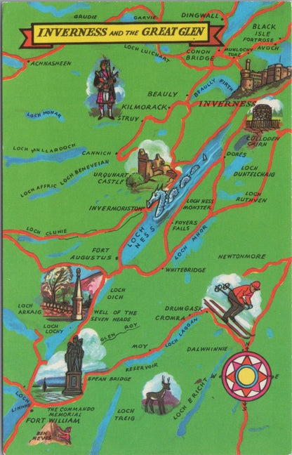 Map Postcard - Map of Inverness and The Great Glen, Scotland  RR23617