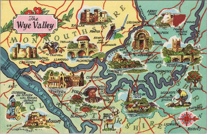 Map Postcard - Map Showing The Wye Valley   RR23621