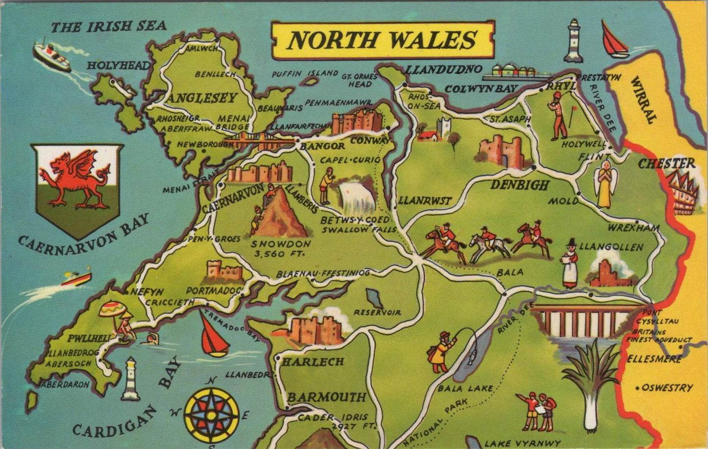 Map Postcard - Map Showing North Wales   RR23622