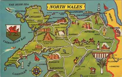Map Postcard - Map Showing North Wales   RR23622