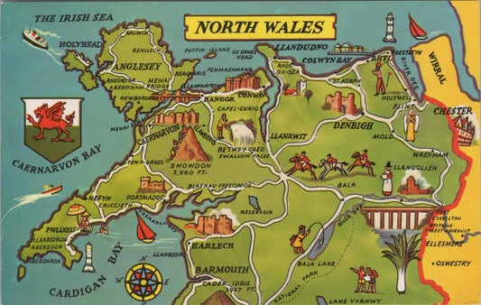 Map Postcard - Map Showing North Wales   RR23622