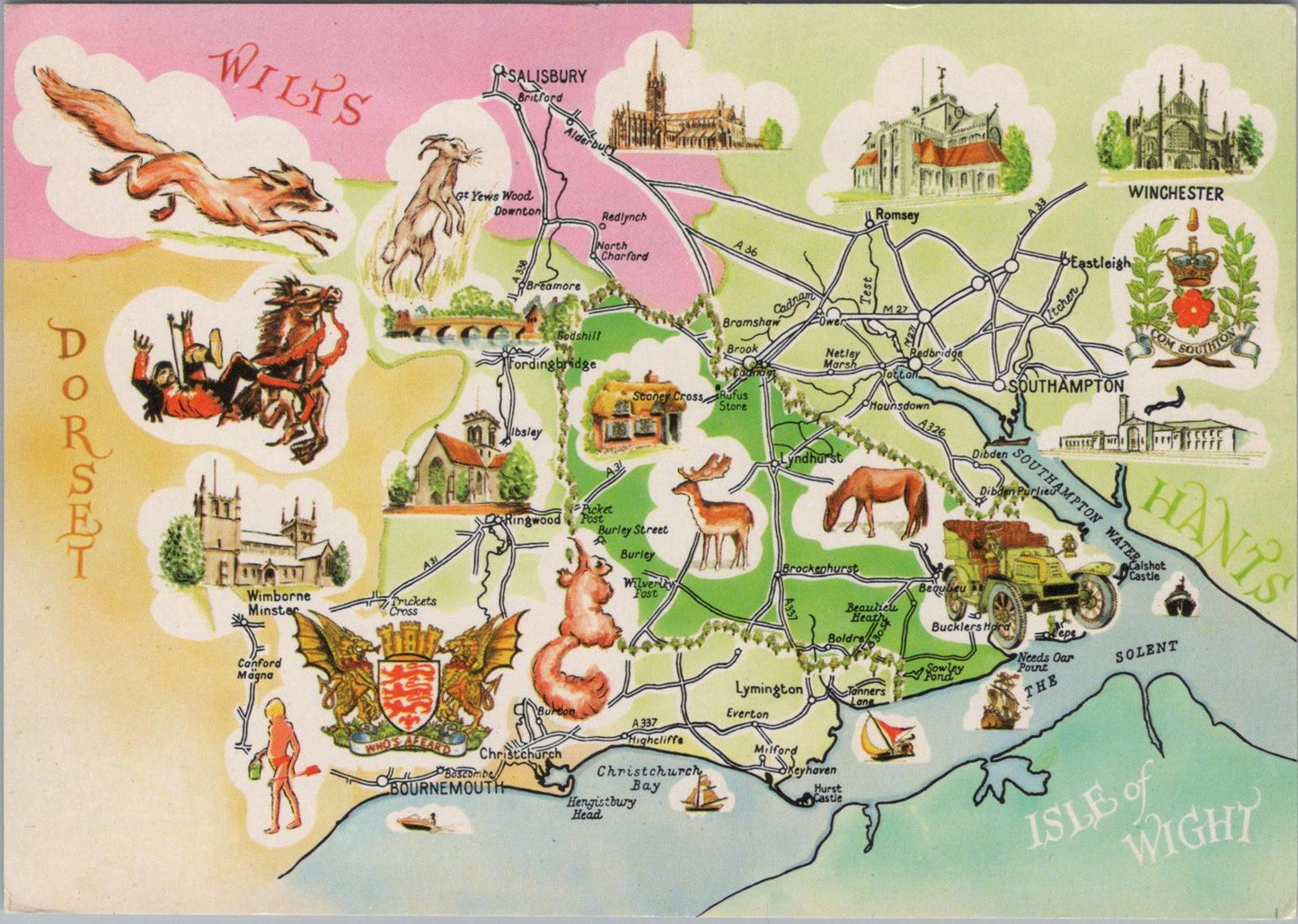 Map Postcard - Map Showing The New Forest, Hampshire   RR23626