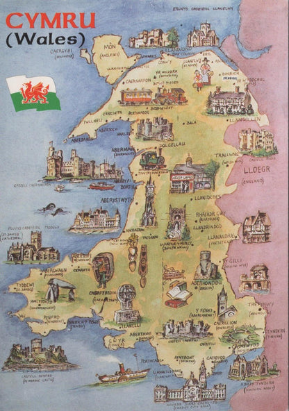 Map Postcard - Map Showing Cymru, Wales   RR23629