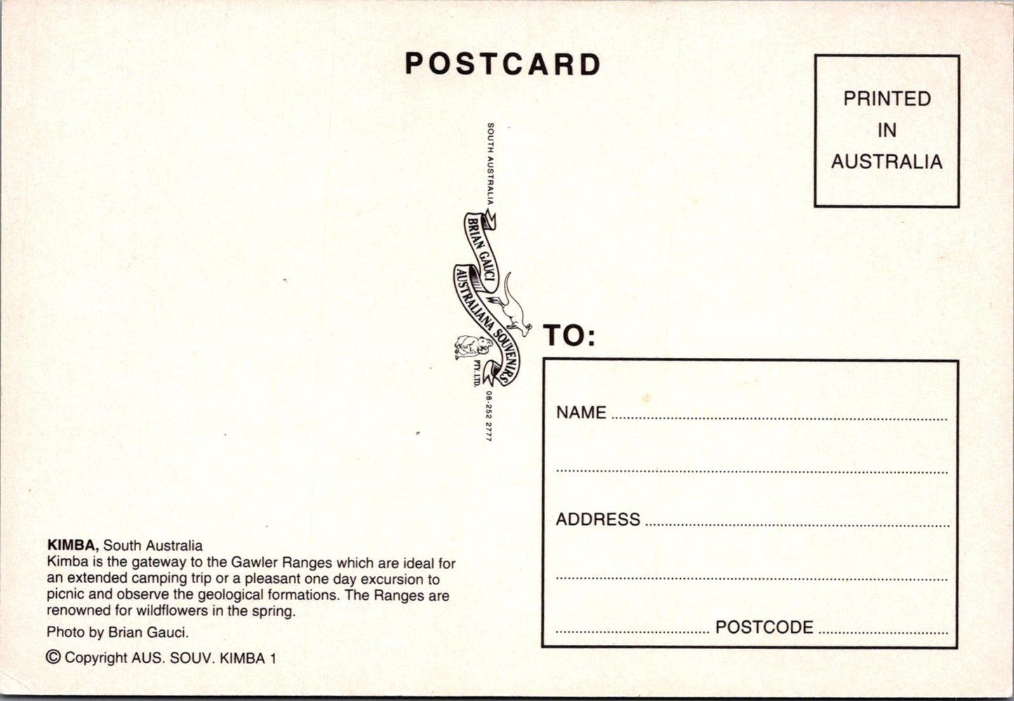 Map Postcard - Greetings From Kimba, South Australia   RR23639