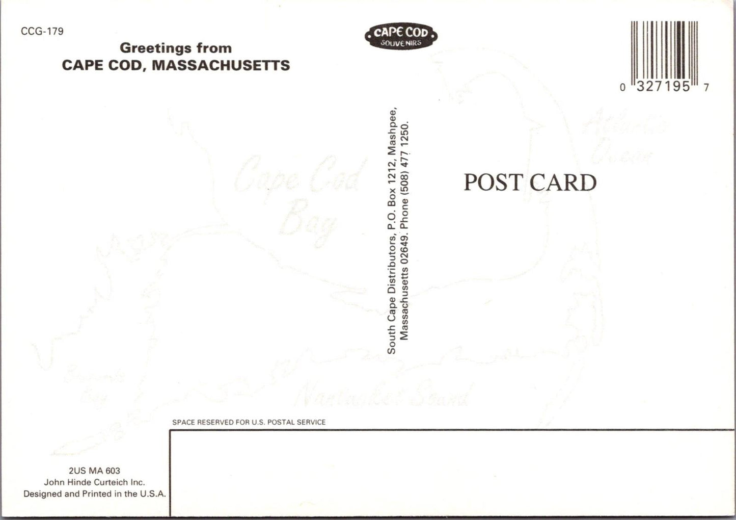 Map Postcard - Greetings From Cape Cod, Massachusetts  RR23645
