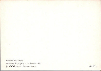Road Transport Postcard - British Cars,Wolseley Six/Eighty Saloon 1953 - RR23696