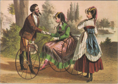 Transport Art Postcard - Velocipede Tricycle, Couple in a Park   RR23716