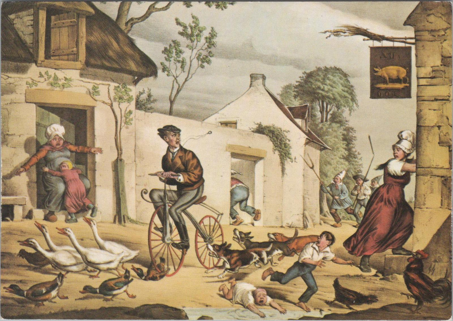 Transport Art Postcard - Velocipede, Road Rage in the 19th Century RR23717