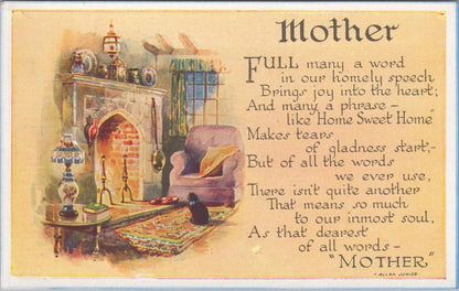 Literature Postcard - Poem titled "Mother" by Scottish Poet Allan Junior XT911
